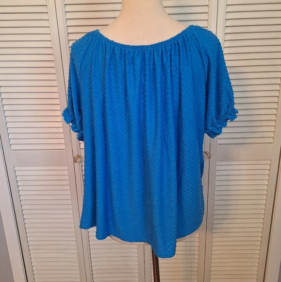 Philosophy seafarer blue chenille oversized boho blouse top NWT LG *D5 - Picture 5 of 7
